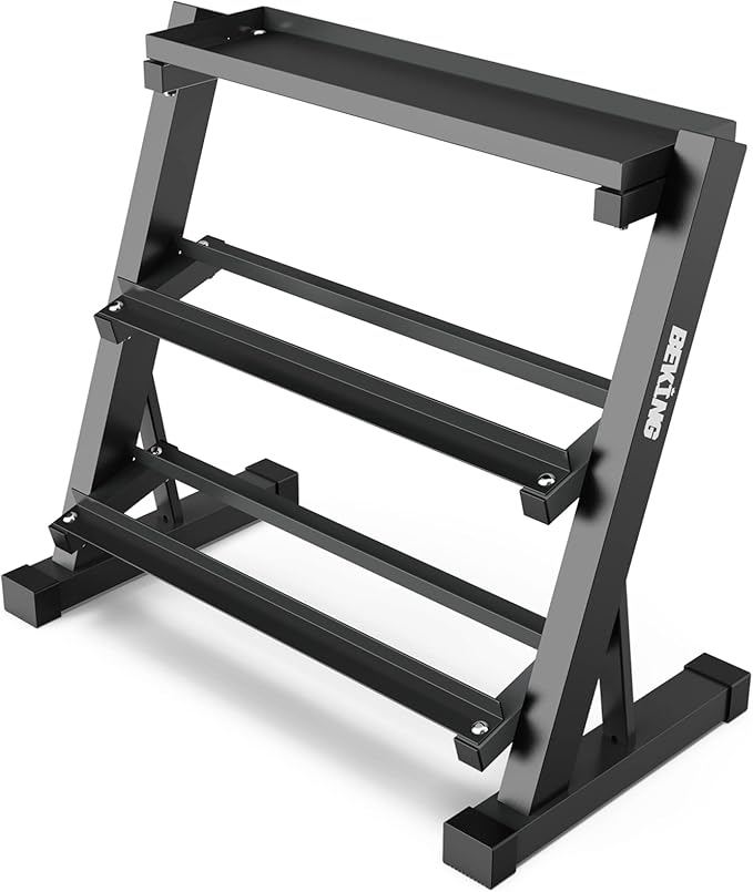 BEKING Dumbbell Rack, 3 Tier Weight Storage Rack for Dumbbells, Kettlebells, Multilevel Free Weight Organizer Stand for Home Gym Fitness, 1000-Pound Capacity