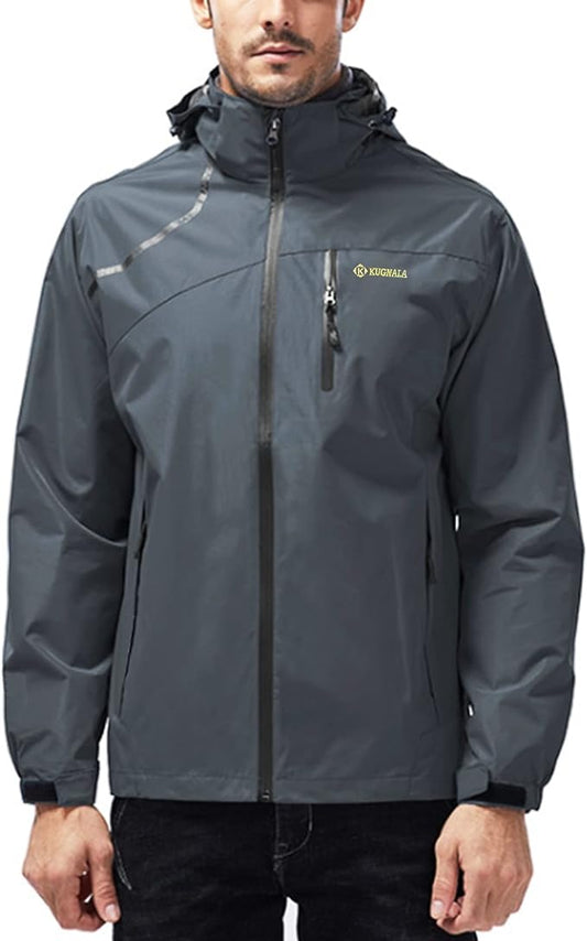 Mens Lightweight Waterproof Jacket Windproof Rain Hooded jackets for Running Hiking Cycling Travel M-7XL