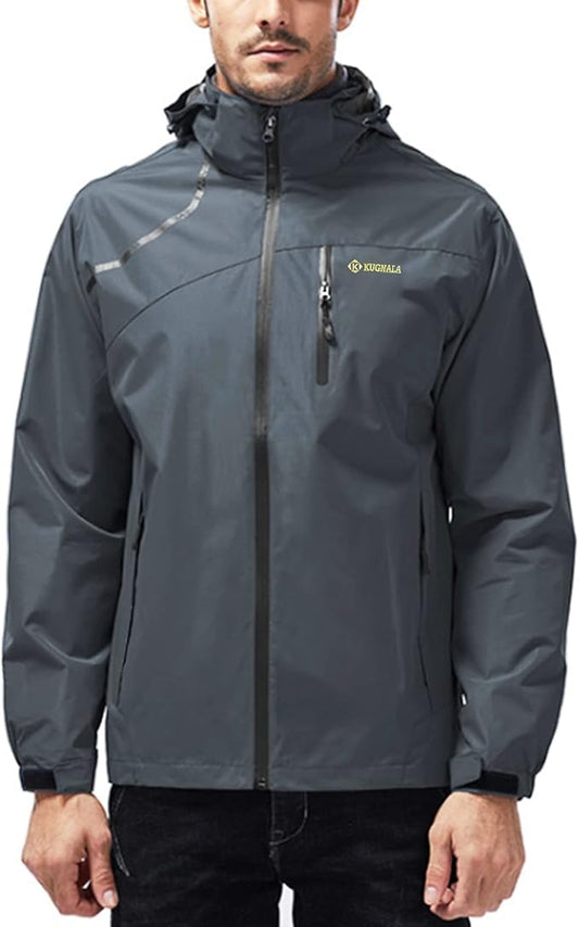Mens Lightweight Waterproof Jacket Windproof Rain Hooded jackets for Running Hiking Cycling Travel M-7XL