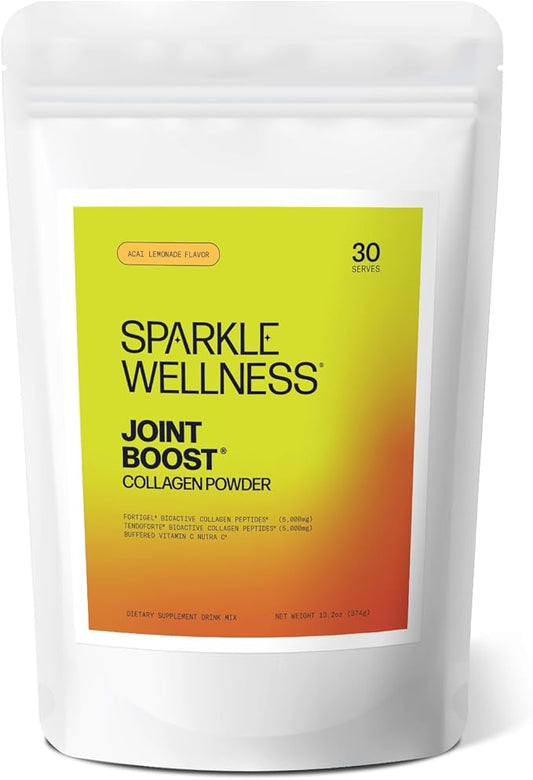 Sparkle Wellness Joint Boost (Acai Lemonade) [30-Serves] | Collagen Powder Supplement with FORTIGEL & TENDOFORTE Collagen Peptides & Calcium Ascorbate Vitamin C | Supports Joint Mobility