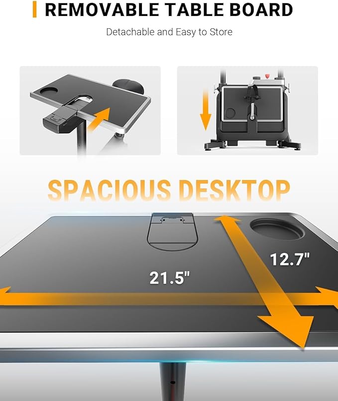 Exercise Bike with Desk, Adjustable Resistance, All-in-one Under Desk Bike, Stationary Bike Indoor Workstation 264 LBS Heavy Duty