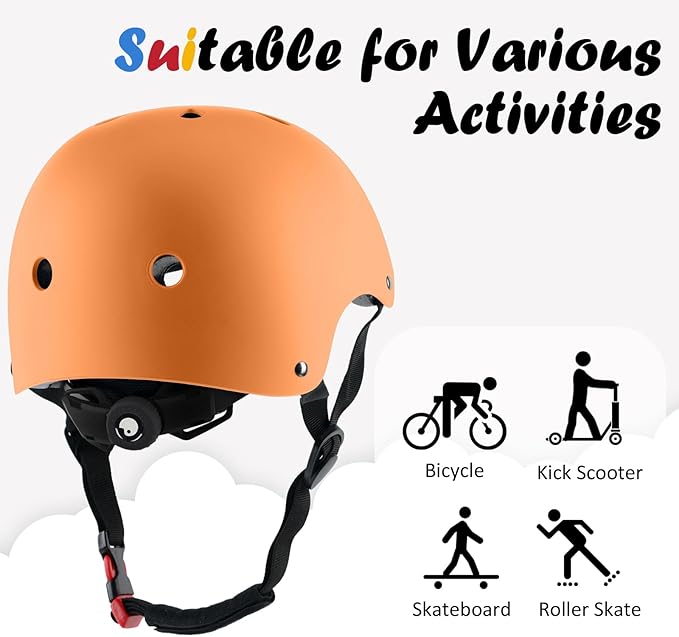 Kids Bike Helmet, Adjustable and Multi-Sport, from Toddler to Youth, 3 Sizes