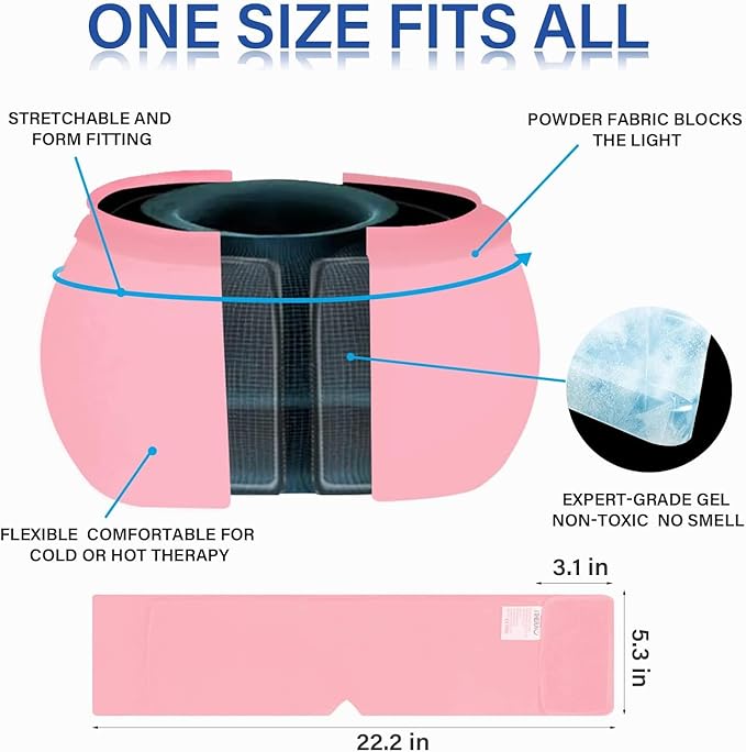 Migraine Relief Cap, Migraine Ice Head Wrap, Headache Ice Hat, Cold Therapy Headache Relief Cap for Migraine Eyes Mask Pink Headache Ice Pack for Puffy Eyes, Tension, Sinus & Stress Relief