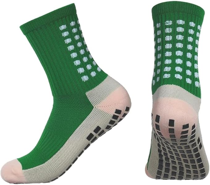 2 Set Anti-Slip Grip Soccer Socks with Shin Guard Sleeves, Sports Athletic Socks for Men Women