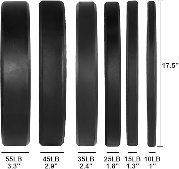 2 Inch Bumper Plates，10-500lbs，Barbell Rubber Olympic Weight Plates Set for Home Gym, Strength Training & Weight Lifting, Multiple Options Colors