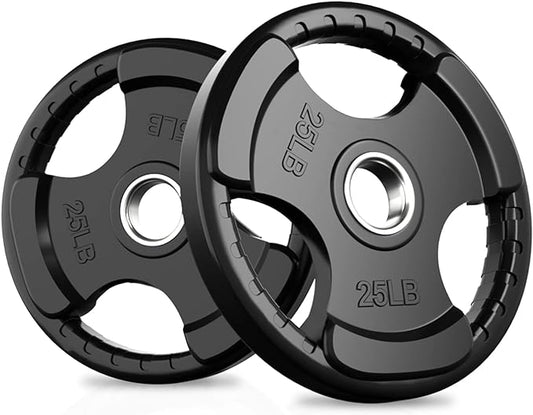 RitFit Olympic Rubber Grip Plates for Barbell, 2-Inch Weight Plates for Weightlifting and Strength Training in Home & Gym, Single, Pair and Sets(2.5/5/10/25/35/45 LB)
