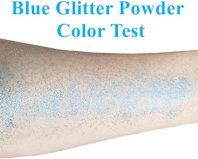 Go Ho Hair and Body Glitter Spray,Light Blue Glitter Spray Dry Powder Makeup for Clothes,Festival Loose Sparkle Powder,Holographic Ultra Fine Resin Glitters for Crafts,10g