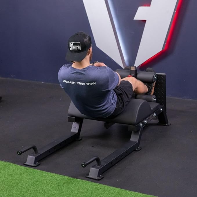 Titan Fitness Adjustable Floor Glute & Hamstring Developer (GHD), Cross Training Workout Lifting Equipment in Home and Commercial Gym