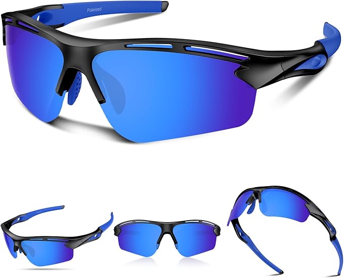 Polarized Sports Sunglasses for Men Women,UV400 Protection Sunglass for Running Cycling Fishing Hiking TR90