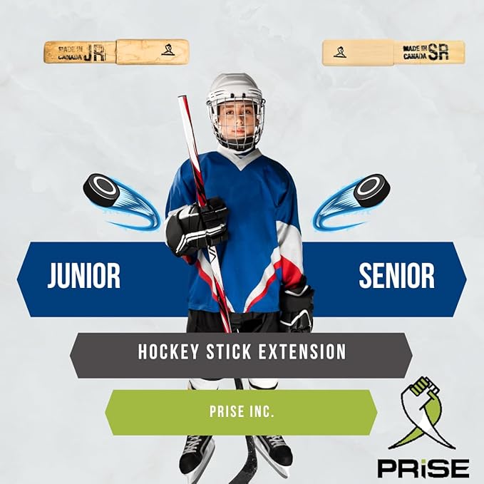 Prise | Solid Hockey Wood Stick Extention That fits All Composite Hockey Sticks. You can Extend Your Stick up to 12 inches. Very Robust, The tip is Made of Hardwood and Handmade.