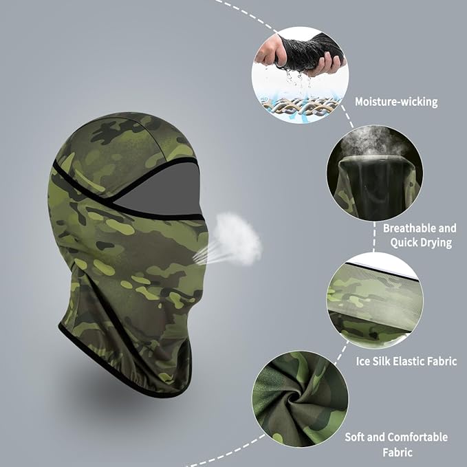 Achiou Balaclava Face Mask, Ski Mask for Men Women Football, Lightweight Sheisty, Ninja Shiesty Sun Hood UV Protector Cycling