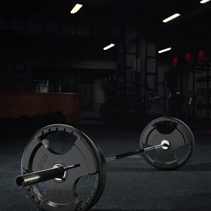 RitFit Olympic Rubber Grip Plates for Barbell, 2-Inch Weight Plates for Weightlifting and Strength Training in Home & Gym, Single, Pair and Sets(2.5/5/10/25/35/45 LB)