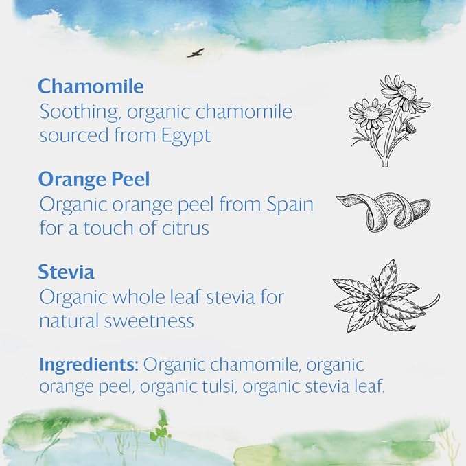 Grace Farms CHAMOMILE CITRUS Herbal Tea (16 Pyramid Sachets) | Naturally Sweet, Calming and Caffeine Free |Organic, Fair Trade and Kosher Certified | Gives Back 100% of Profits