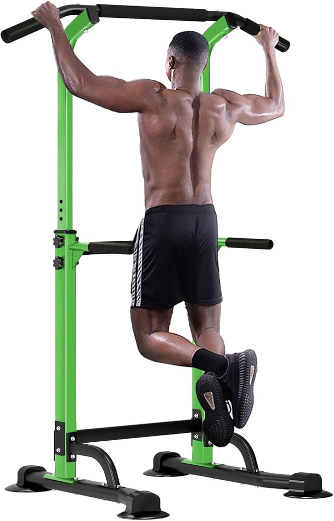 SogesHome Power Tower Pull Up Bar and Dip Station Adjustable Height Dip Stand Multi-Functional Strength Training Fitness Workout Station