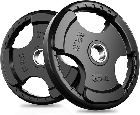 RitFit Olympic Rubber Grip Plates for Barbell, 2-Inch Weight Plates for Weightlifting and Strength Training in Home & Gym, Single, Pair and Sets(2.5/5/10/25/35/45 LB)