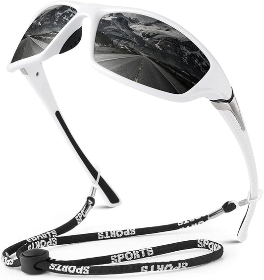 Polarized Sports Sunglasses for Men Women,Fishing Driving Rectangular Goggles UV400 Protection