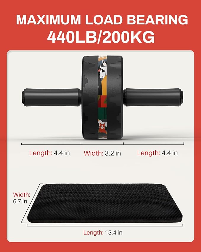 VINSGUIR Ab Roller Wheel, Abs & Core Workout Equipment for Home Gym with Knee Pad Accessories, Abdominal Wheel for Full-body Strength Training