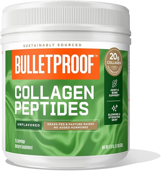 Bulletproof Unflavored Collagen Peptides Powder, 17.6 Ounces, Grass-Fed Collagen Protein and Amino Acids for Skin, Bones and Joints
