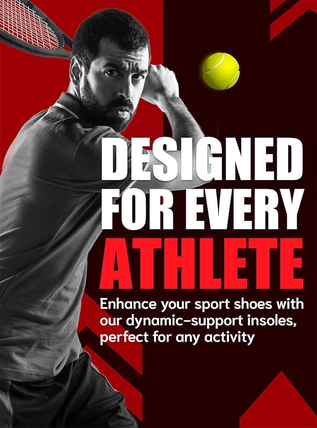 Flex Fit Sport Insoles - Medium Arch Support Inserts - Running Insoles for Sneackers - Shoe Inserts for Men and Women (Red, XS)