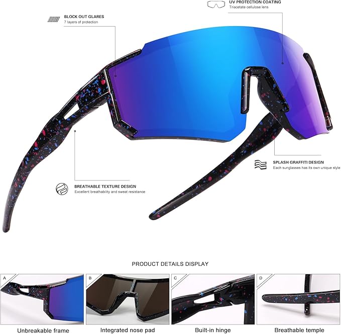 Youth Baseball Sunglasses Kids Sports Sunglasses for Boys Girls Softball Cycling Glasses UV400 Protection