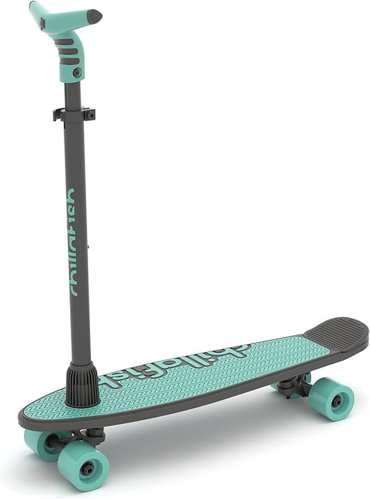 Chillafish Skatieskootie Customizable Training Skateboard and Lean-to-Steer Scooter with Detachable Stability Handlebar, Ages 3+