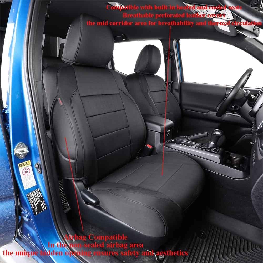 EKR Tacoma Front Car Seat Covers for Toyota Tacoma 2012 2013 2014 2015 (Regular Seats) Custom Neoprene Truck Seat Cover - Front Row Only, Neoprene (Black)