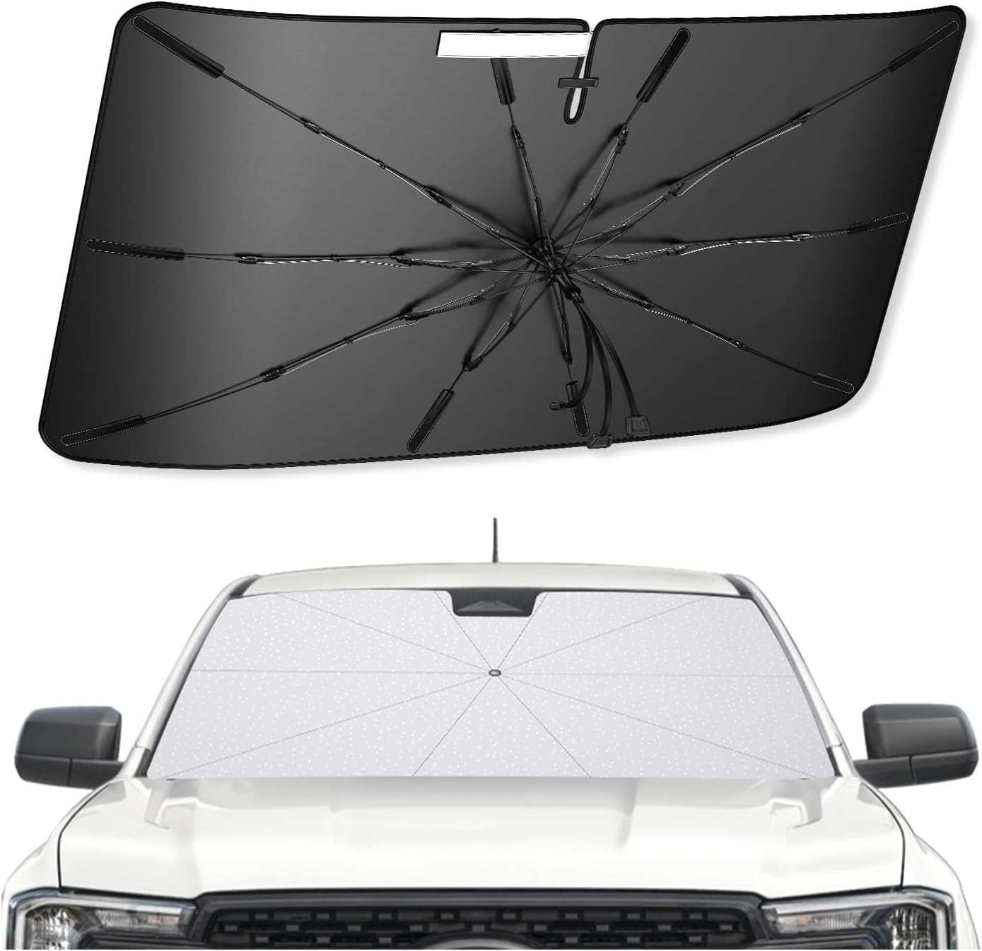 SXCY for 2024 2025 Ford Ranger Windshield Umbrella Sunshade [Easier Foldable] 2024 2025 Ranger Accessories Sunshade Umbrella for 2024 2025 Ranger Windshield Umbrella Sun Shade