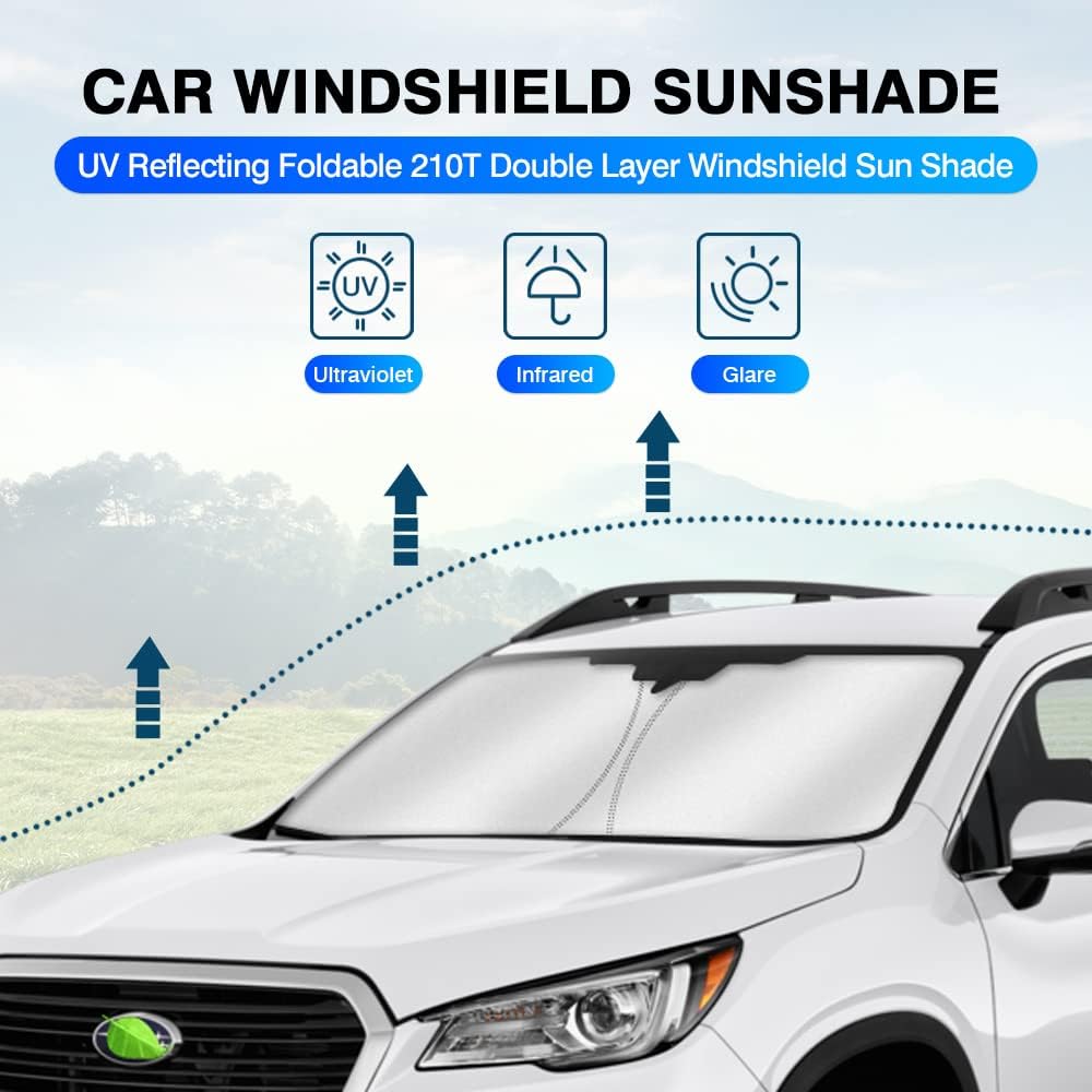 KUST Windshield Sun Shade for 2019-2025 2026 Subaru Ascent Accessories Window Sunshade Sun Visor Protector Foldable Blocks UV Rays Keep Car Cooler