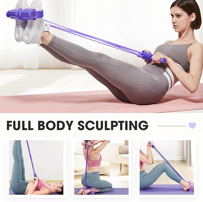 21 Fitness Resistance Bands-6 Tube Pedal Ankle Puller | 2025 Upgrade 6-Level Elastic Exercise Bands with Yoga Pedal | Natural Latex Workout Equipment for Sit Up/ABS/Leg Training (Women & Men)