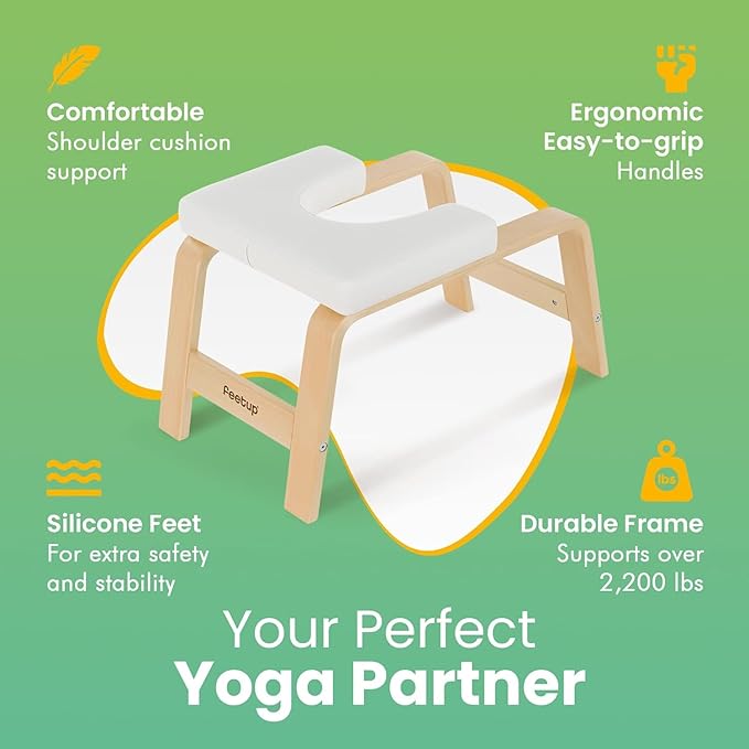 FeetUp - The Original Yoga Headstand Bench, Vegan Handstand Trainer Bench and Stand, Strength Training Inversion Equipment for Relaxation and Strength, Includes App & Starter Kit, #1 Worldwide