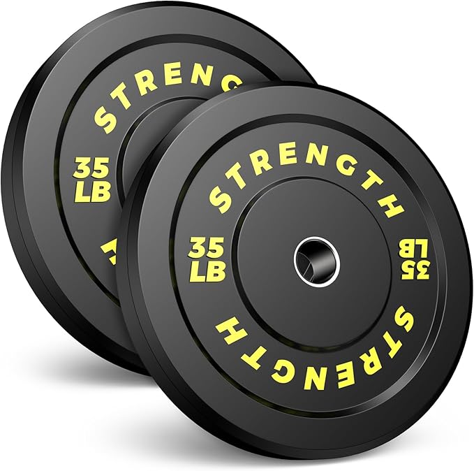 Olympic Rubber Bumper Weight Set - 2 Inch Barbell Plates for Home Gym Strength Training