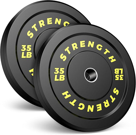 Olympic Rubber Bumper Weight Set - 2 Inch Barbell Plates for Home Gym Strength Training