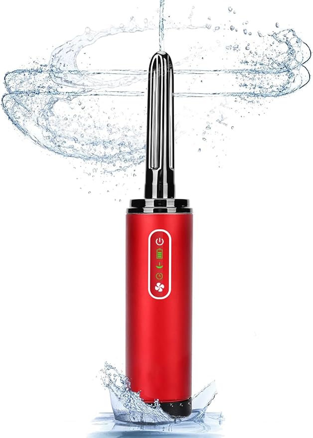 Upgrade Enema Anal Douche , Waterproof Touch Control, Enemas-Douches for Men & Women Colon Cleanse, Shower Enema Bulb-Bottles Kit, Electric Rotating Nozzle, Pressure Spray, Two Douching Modes,red