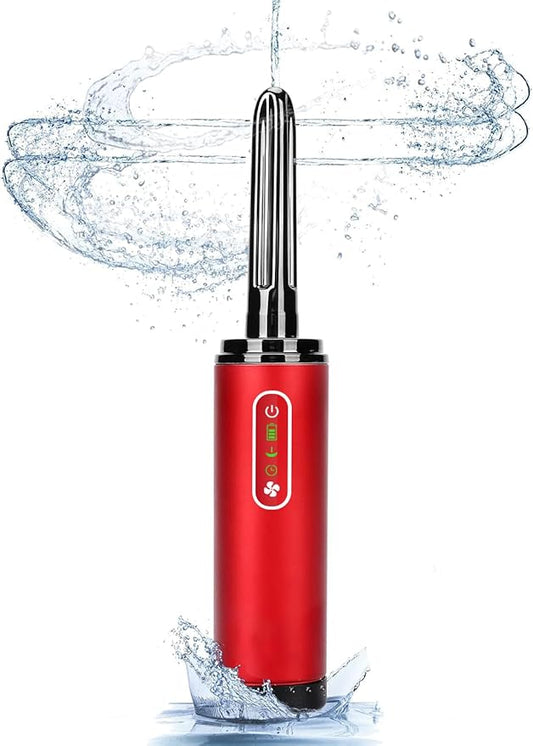 Upgrade Enema Anal Douche , Waterproof Touch Control, Enemas-Douches for Men & Women Colon Cleanse, Shower Enema Bulb-Bottles Kit, Electric Rotating Nozzle, Pressure Spray, Two Douching Modes,red