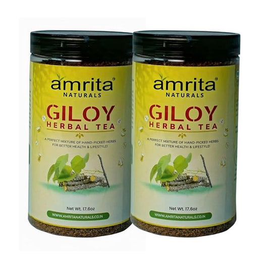 Amrita Naturals Giloy Guduchi Instant Herbal Tea – Pack of 2 (1.10 lb / 500g Each) | Tinospora Cordifolia Blend | Caffeine-Free & Vegan | Natural Flavor | No Artificial Colors or Preservatives