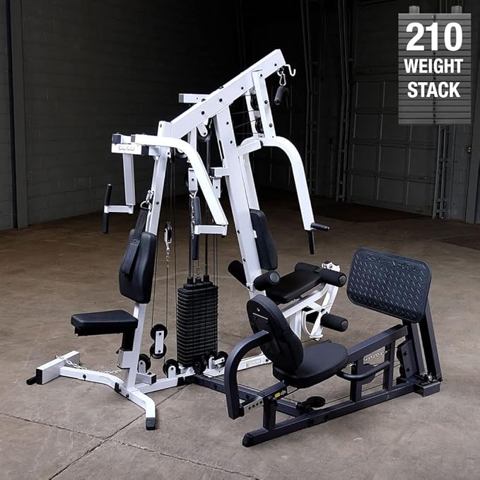 Body-Solid (EXM2500LPS) Multi-Station Home Gym Machine, Arm & Leg Strength Training Functional Exercise Workout Station, 210lbs. Weight Stack with Leg Press