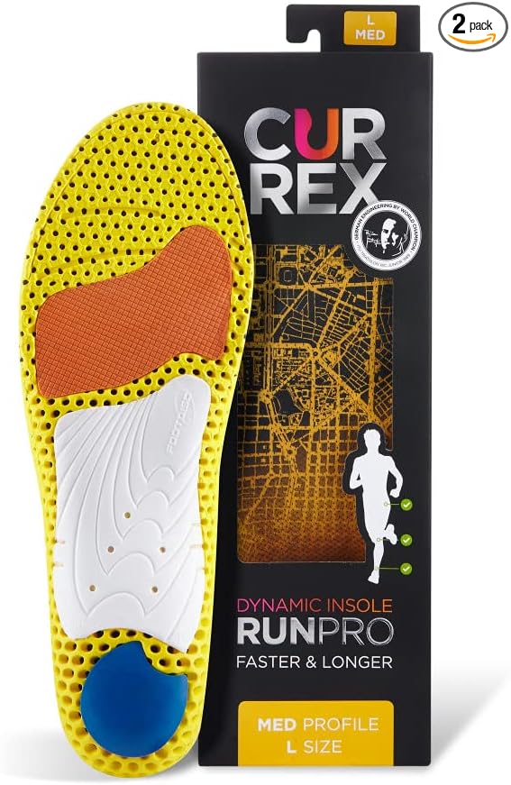 CURREX RunPro Insoles for Running Shoes – Arch Support Inserts to Help Reduce Fatigue, Prevent Injuries & Boost Performance – for Men & Women – Medium Arch, XL