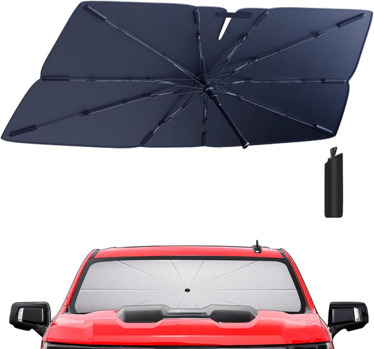 Windshield Sun Shade Umbrella: for Chevy Silverado-1500-2019-2024 2025 - Front Custom Car Window Shades - Foldable Chevy 1500 Sunshades Block UV Keep Cool