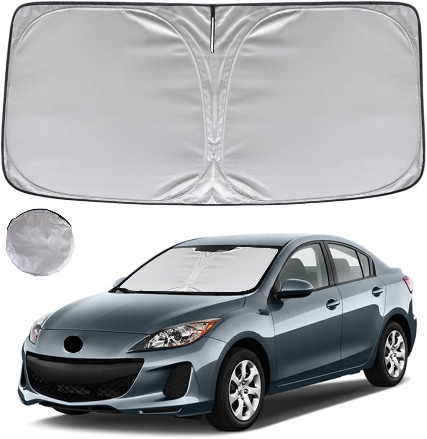 KAYZT Windshield Sun Shade for 2010-2013 Mazda 3 Foldable Sunshade Front Window Custom Fit Car Accessories