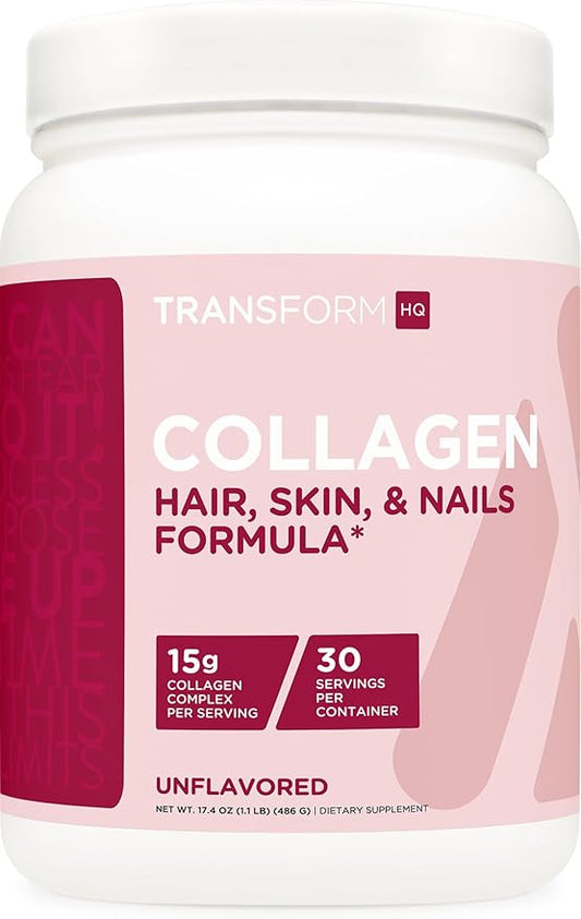TransformHQ Beauty Collagen (30 Servings) Unflavored - Hair, Skin, & Nails Formula