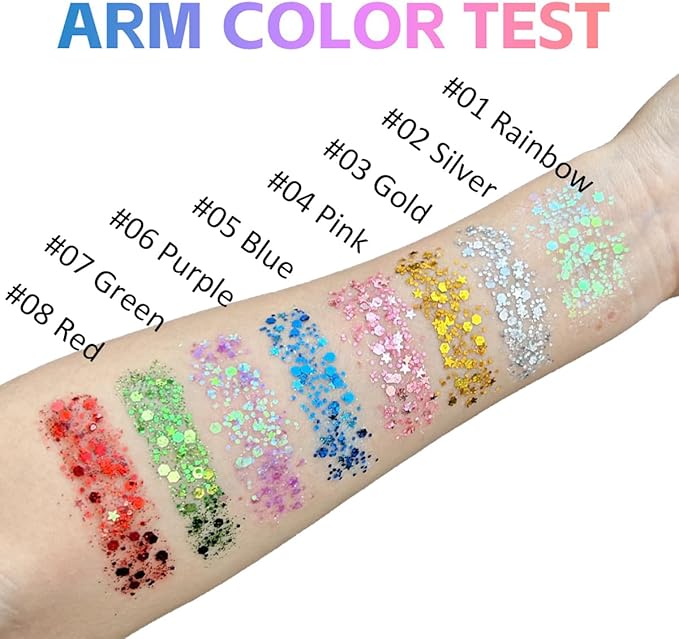 Mysense Blue Body Glitter Stick,Face Hair Glitter Makeup,Sparkling Mermaid Sequins Chunky Glitter Face Paint,Singer Concert Outfit Festival Rave Accessories for Women and Kids