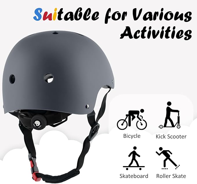 Kids Bike Helmet, Adjustable and Multi-Sport, from Toddler to Youth, 3 Sizes