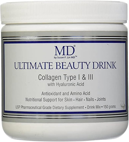 MD Ultimate Beauty Drink Powder CollagenType I & III | Collagen Dietary Supplement with Antioxidants | Provides Nutritional Support to Skin, Hair, Nails, Joints | 150 Grams