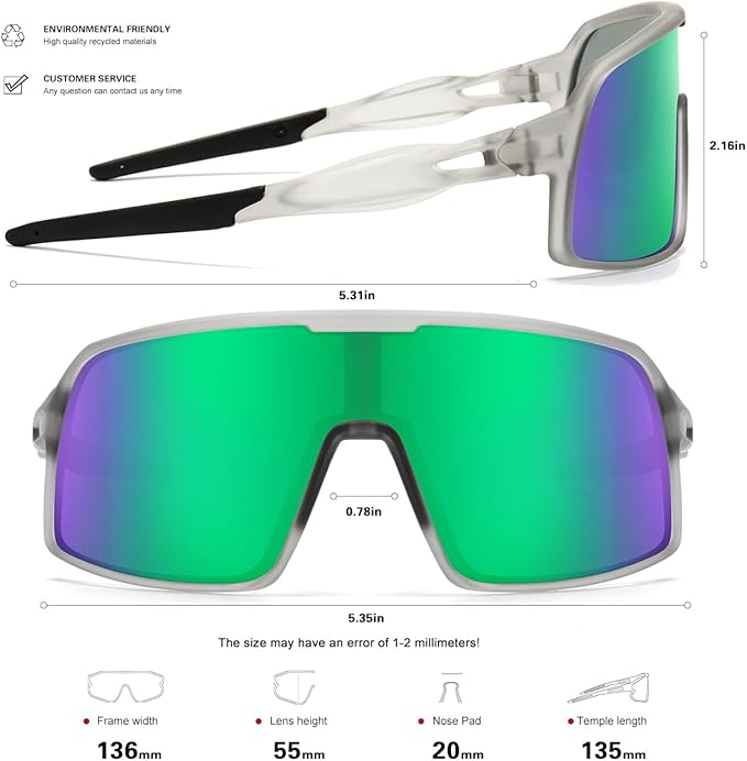 Polarized Sports Sunglasses for Men and Women Cycling Glasses UV Protection Goggles for Mountain Bike Running Fishing