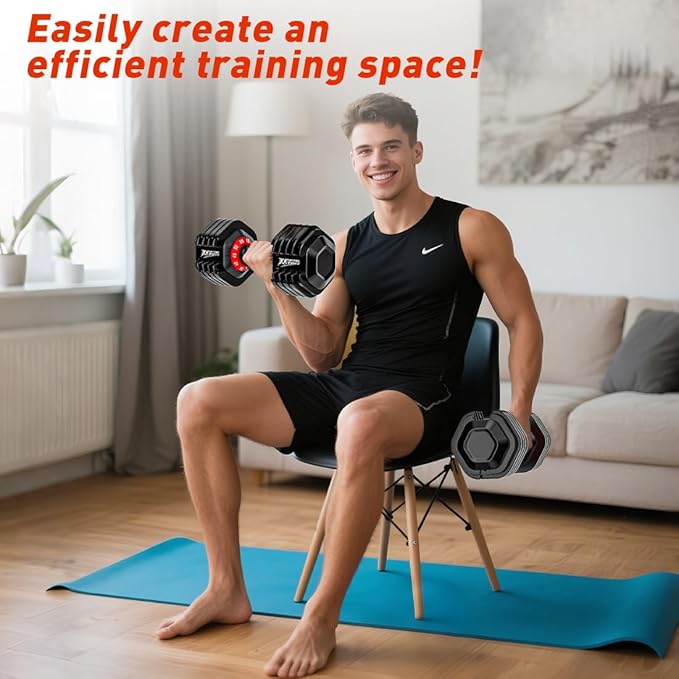 25/55lbs Adjustable Dumbbells Set, Dumbbells with Anti-Slip Metal Handle for Exercise & Fitness Fast Adjust Weight for Full Body Workout Fitness