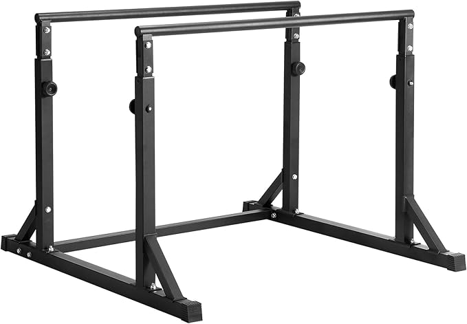 VEVOR Dip Bar, 800 lbs Capacity, Heave Duty Dip Stand Station with Adjustable Height, Fitness Workout Dip Bar Station Stabilizer Parallette Push Up Stand, Parallel Bars for Strength Training Home Gym