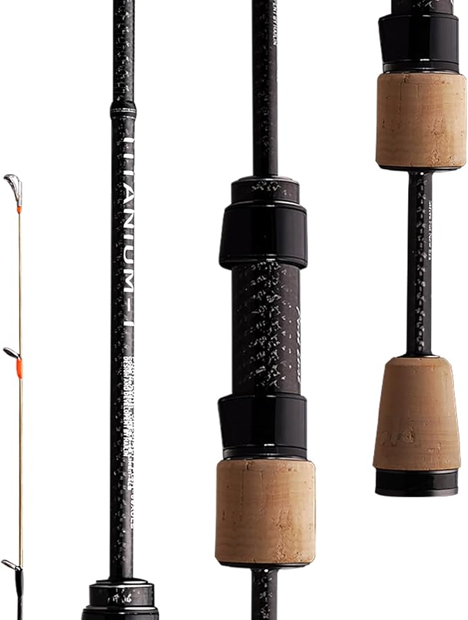 PURELURE Titanium-T Ultralight Fishing Rod Spinning & Casting for Trout Panfish, Carbon Fiber BFS Rod 2Pcs, Titanium Tip & Guides, Cork Handle, 5-6ft Stream Rod XUL Power, Fast/Moderate Fast Action