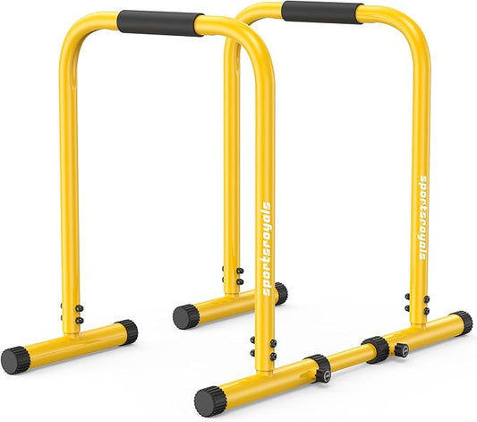Sportsroyals Adjustable Dip Bar Station, Heavy Duty Parallette & Parallel Bars, 400LBS Stable Dip Stands for Home Gym, Calisthenics & Upper Body Workout Equipment