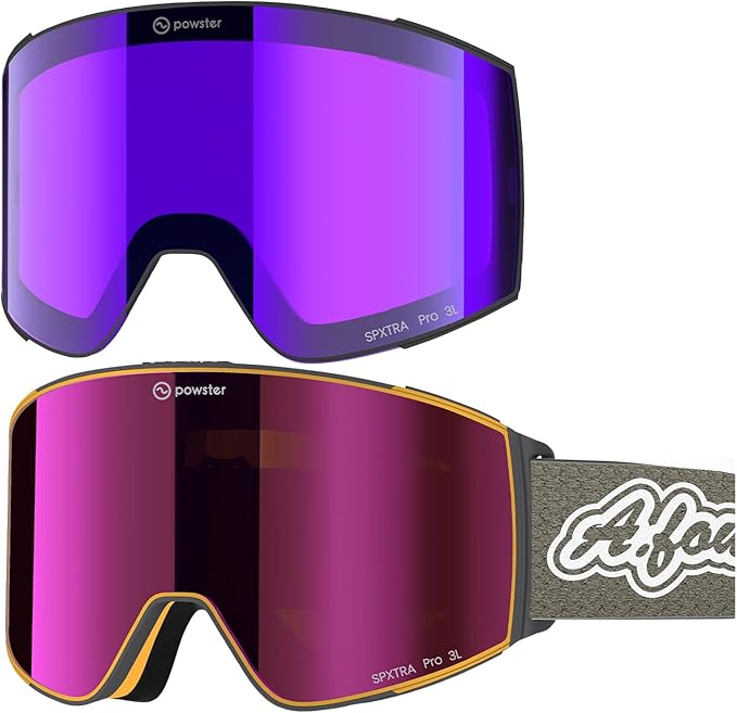Ski Goggles Snow OTG Snowboard Goggles Magnetic Interchangeable Lens Frameless UV Protection Anti-fog mobile Skating