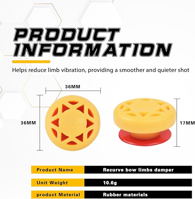 Archery Bow Stabilizer Solid Rubbe Limbs Vibration Damper for Youth Compound Bows, 2-Pack